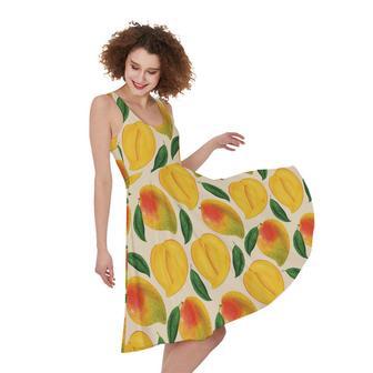 Ripe Mango Fruit Pattern Print Sleeveless Knee Length Dress | Newhawaiianshirts CA