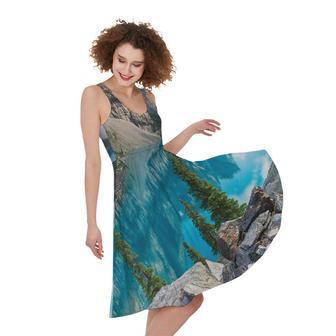 Rocky Mountain Print Sleeveless Knee Length Dress | Newhawaiianshirts UK