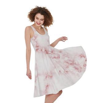 Rose Pink Marble Print Sleeveless Knee Length Dress | Newhawaiianshirts AU