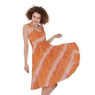 Salmon Fillet Print Sleeveless Knee Length Dress | Newhawaiianshirts AU