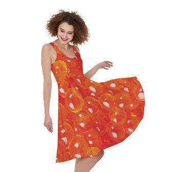 Salmon Roe Print Sleeveless Knee Length Dress | Newhawaiianshirts DE