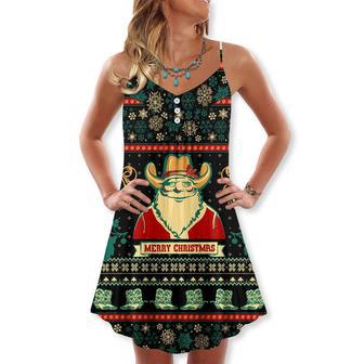 Santa Cowboy Christmas Old Man - V-Neck Sleeveless Cami Dress | Newhawaiianshirts DE