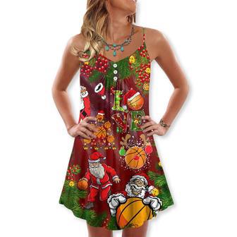 Santa Love Basketball Merry Christmas - V-Neck Sleeveless Cami Dress | Newhawaiianshirts DE