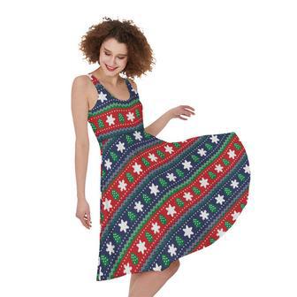 Scandinavian Christmas Pattern Print Sleeveless Knee Length Dress | Newhawaiianshirts