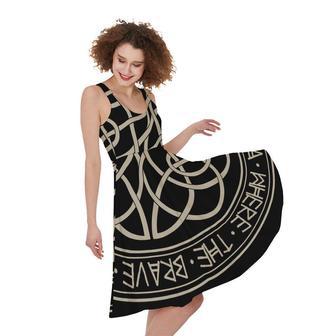 Scandinavian Viking Symbol Print Sleeveless Knee Length Dress | Newhawaiianshirts AU