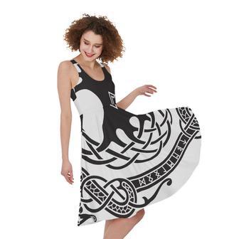 Scandinavian Yggdrasil Print Sleeveless Knee Length Dress | Newhawaiianshirts CA