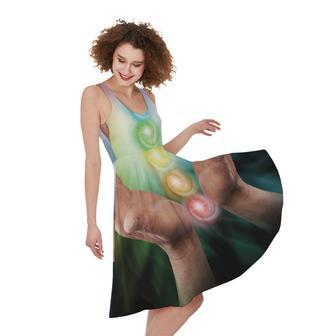 Seven Chakras Energy Print Sleeveless Knee Length Dress | Newhawaiianshirts AU