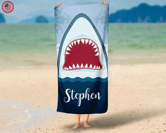 Shark Jaws Baby Name Design Personalized Beach Towels Baby Gift | Newhawaiianshirts