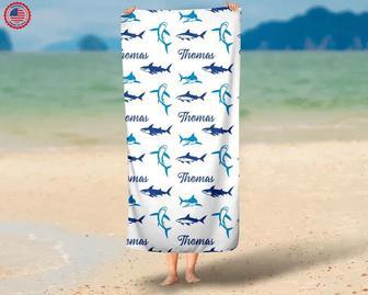 Shark Name Design Personalized Beach Towels Unique Baby Shower Gift | Newhawaiianshirts