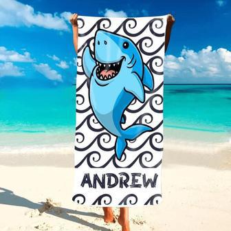 Shark Print Custom Beach Towels Kids Perfect Boys Girls Gift Design | Newhawaiianshirts UK