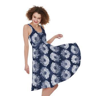 Shibori Motif Pattern Print Sleeveless Knee Length Dress | Newhawaiianshirts CA