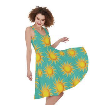 Shiny Sun Pattern Print Sleeveless Knee Length Dress | Newhawaiianshirts