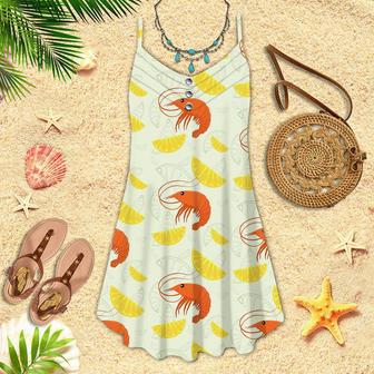 Shrimp On Yellow Lemon Slices Spaghetti Strap Summer Dress | Newhawaiianshirts CA