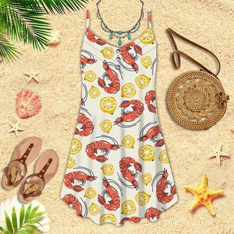 Shrimps And Lemons Pattern Spaghetti Strap Summer Dress | Newhawaiianshirts UK