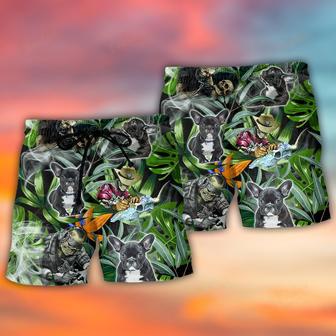 Skull And French Bulldog Tatoo Smoke Tropical Beach Short | Newhawaiianshirts