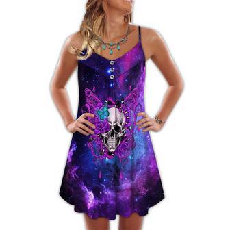 Skull Butterfly Purple Mysterious - Summer Dress | Newhawaiianshirts DE