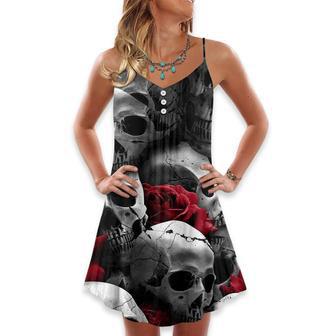 Skull Death Love Rose - V-Neck Sleeveless Cami Dress | Newhawaiianshirts DE