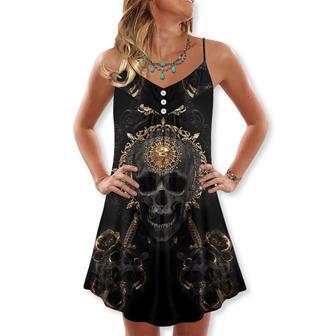 Skull Golden Skull True King Stay True Till Death - V-Neck Sleeveless Cami Dress | Newhawaiianshirts UK