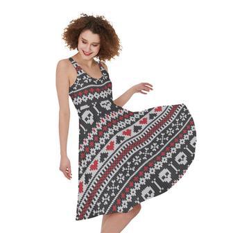 Skull Knitted Pattern Print Sleeveless Knee Length Dress | Newhawaiianshirts UK