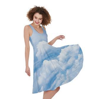 Sky Cloud Print Sleeveless Knee Length Dress | Newhawaiianshirts DE