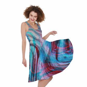 Smoke Psychedelic Trippy Print Sleeveless Knee Length Dress | Newhawaiianshirts