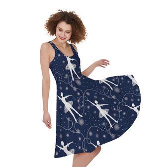 Snowflake Ballet Pattern Print Sleeveless Knee Length Dress | Newhawaiianshirts CA