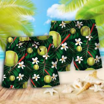 Softball Tropical Floral Beach Short | Newhawaiianshirts