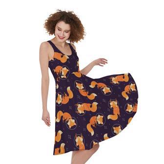 Space Fox Pattern Print Sleeveless Knee Length Dress | Newhawaiianshirts AU