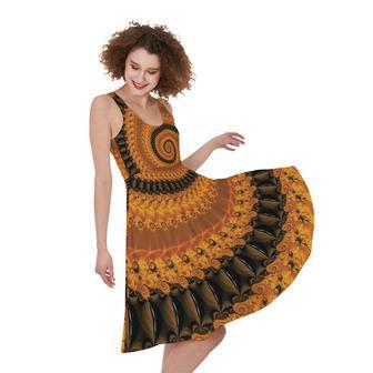 Spiral Fractal Print Sleeveless Knee Length Dress | Newhawaiianshirts AU