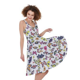 Spring Butterfly Pattern Print Sleeveless Knee Length Dress | Newhawaiianshirts