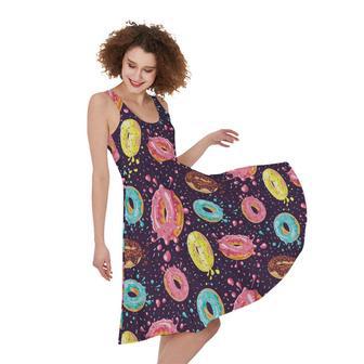 Sprinkles Donut Pattern Print Sleeveless Knee Length Dress | Newhawaiianshirts CA