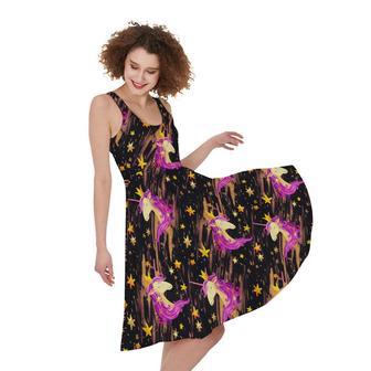 Star Fairy Unicorn Pattern Print Sleeveless Knee Length Dress | Newhawaiianshirts