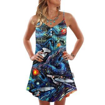 Star Trek Starry Night Fantaxy Ships - V-Neck Sleeveless Cami Dress | Newhawaiianshirts