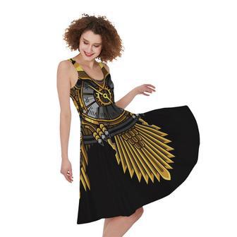 Steampunk Owl Print Sleeveless Knee Length Dress | Newhawaiianshirts UK