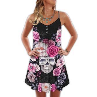 Sugar Skull Rose Floral - Summer Dress | Newhawaiianshirts UK