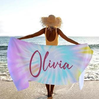 Summer Tie Dye Custom Name Monogrammed Beach Towels Unique Design | Newhawaiianshirts