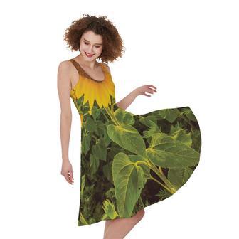 Sunflower Landscape Print Sleeveless Knee Length Dress | Newhawaiianshirts CA