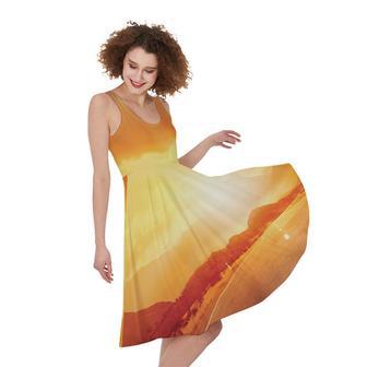 Sunrise Road Print Sleeveless Knee Length Dress | Newhawaiianshirts UK