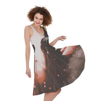 Sunset Japanese Samurai Print Sleeveless Knee Length Dress | Newhawaiianshirts UK