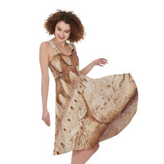 T-Rex Fossil Print Sleeveless Knee Length Dress | Newhawaiianshirts