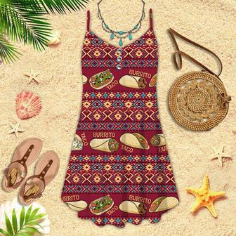 Taco And Burrito Mexican Pattern Spaghetti Strap Summer Dress | Newhawaiianshirts UK