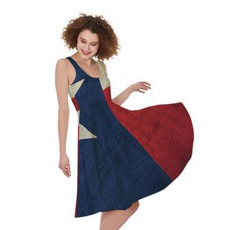 Texas Flag Print Sleeveless Knee Length Dress | Newhawaiianshirts UK