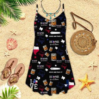 Texas Love Gift for Texas Lovers, Bourbon Lovers Black Bourbon Spaghetti Strap Summer Dress | Newhawaiianshirts UK