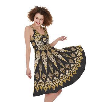 Thai Mandala Print Sleeveless Knee Length Dress | Newhawaiianshirts CA