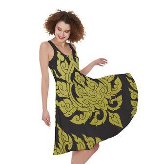 Thai Ornament Pattern Print Sleeveless Knee Length Dress | Newhawaiianshirts AU