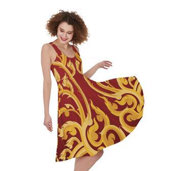 Thai Winding Vines Pattern Print Sleeveless Knee Length Dress | Newhawaiianshirts AU