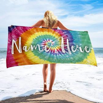 Tie Dye Design Monogrammed Beach Towels Adults Kids Unique Gift | Newhawaiianshirts DE