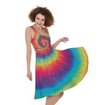 Tie Dye Print Sleeveless Knee Length Dress | Newhawaiianshirts UK