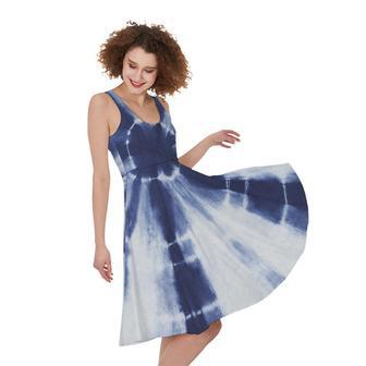 Tie Dye Shibori Print Sleeveless Knee Length Dress | Newhawaiianshirts UK