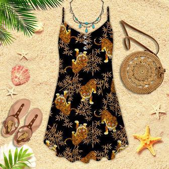 Tiger Pattern Spaghetti Strap Summer Dress | Newhawaiianshirts DE